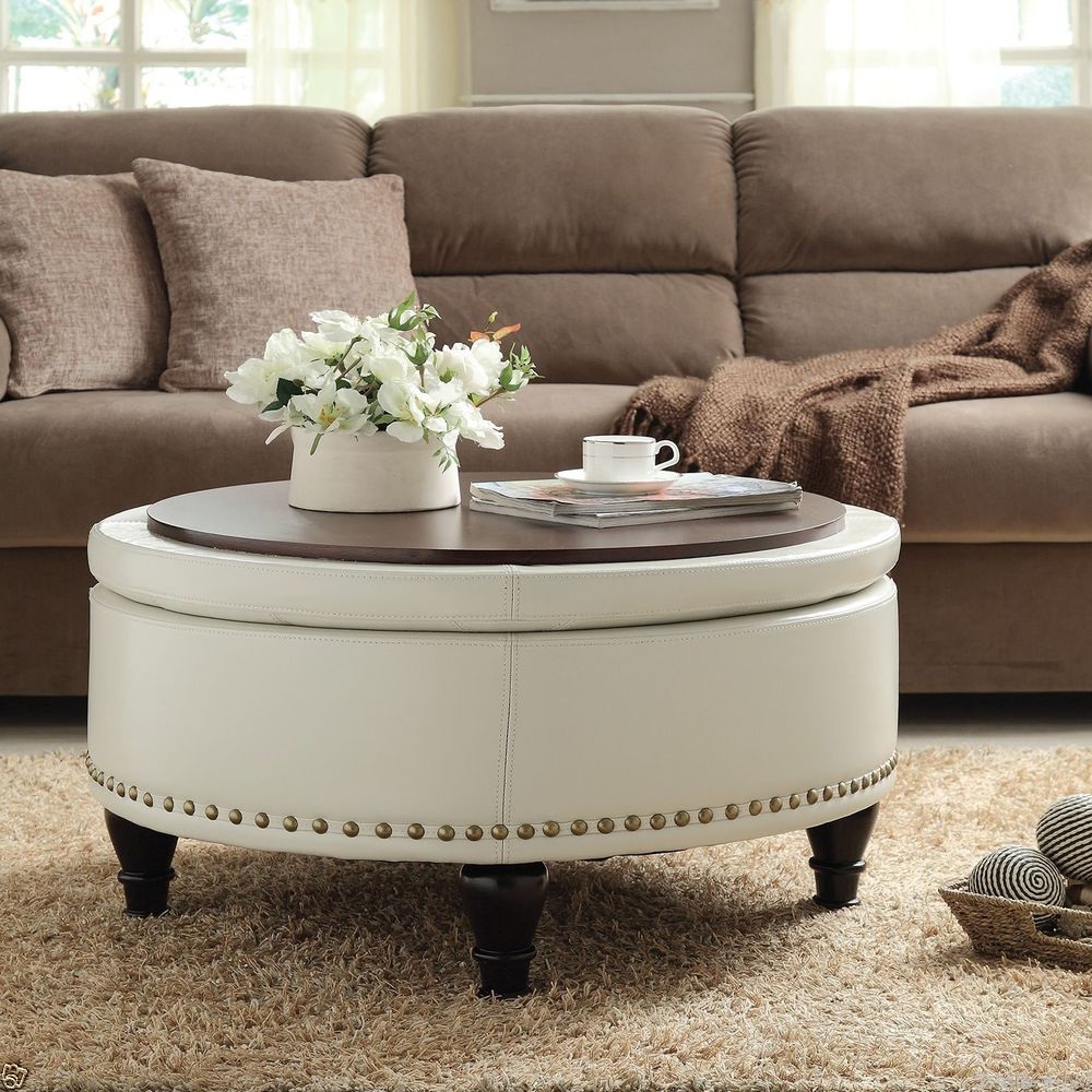 Ives Round Tufted Leather Ottoman Bench Medium And Large Sizes